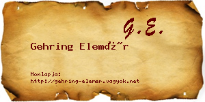 Gehring Elemér névjegykártya